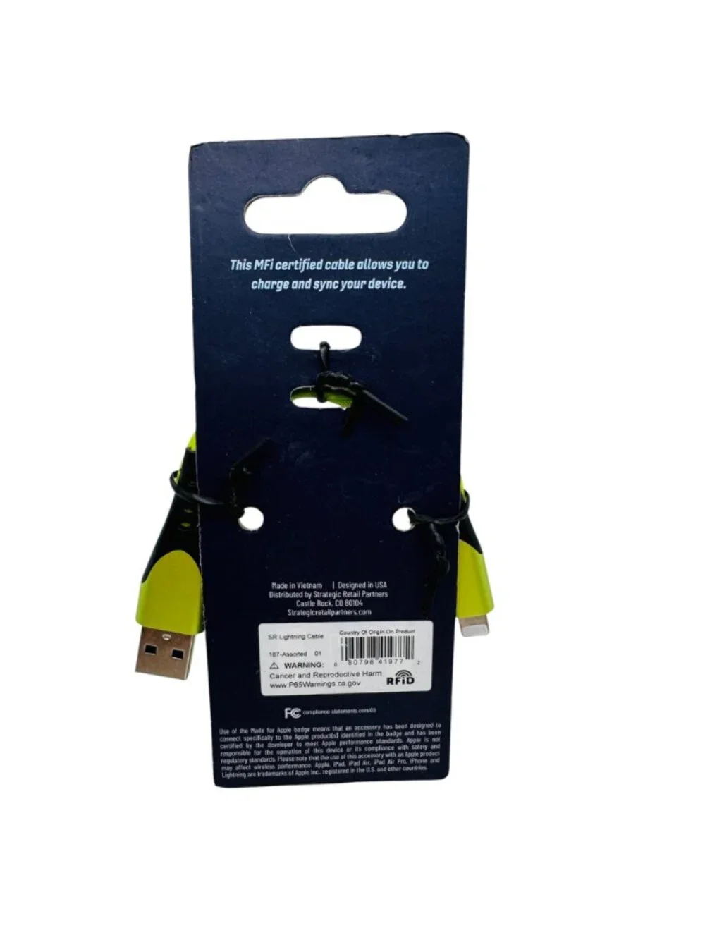 Solaray MFi Fast Charging 3ft Cable iPhone iPad USB Charging Sync Cord Neon Gree